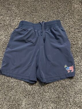 GOAT USA Athletic Shorts Men’s Small Navy USA Flag Dog Patch Gym Training Shorts